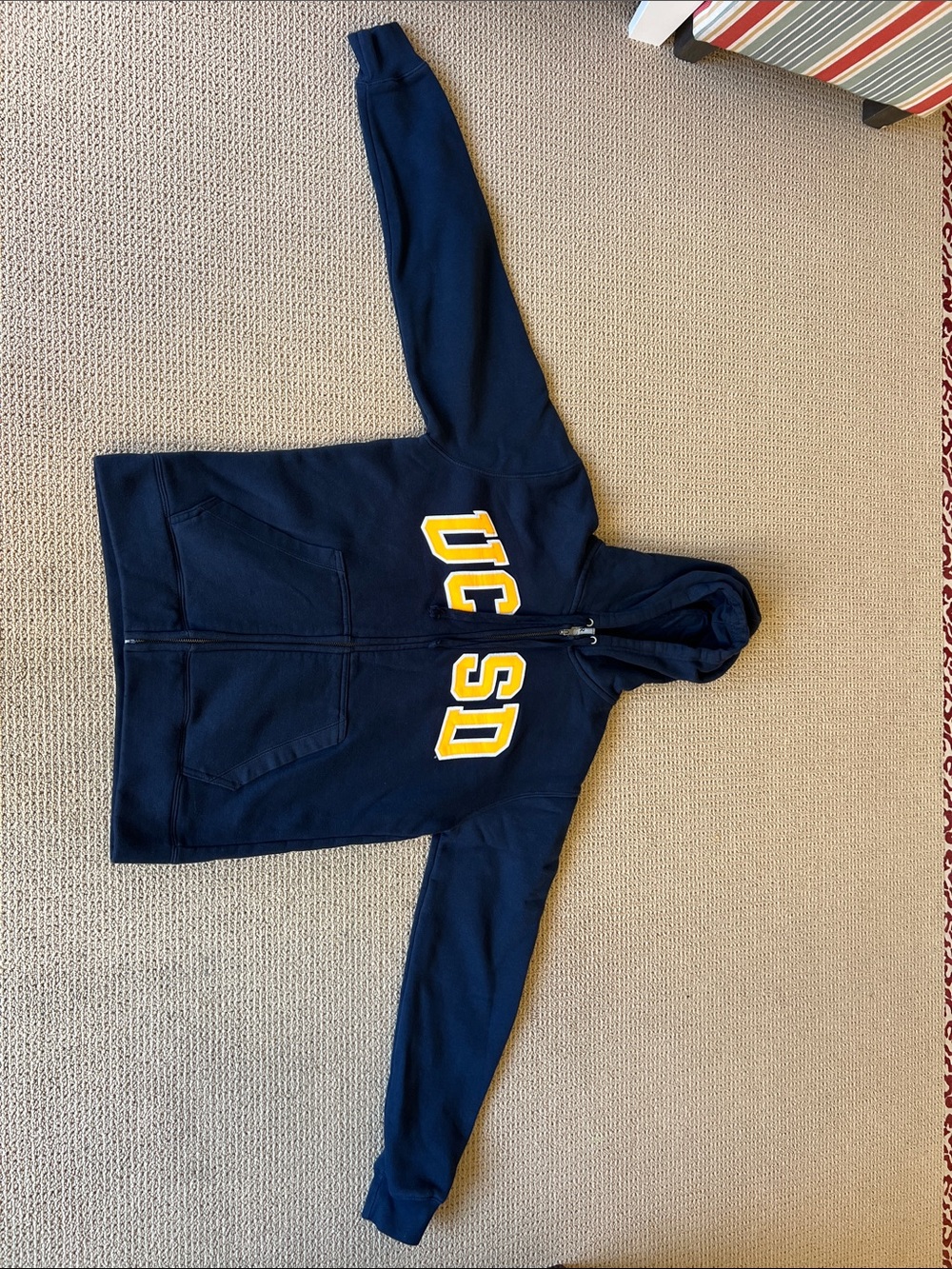 Gear For Sports Zip Up Navy Hoodie with Yellow UCSD Lettering